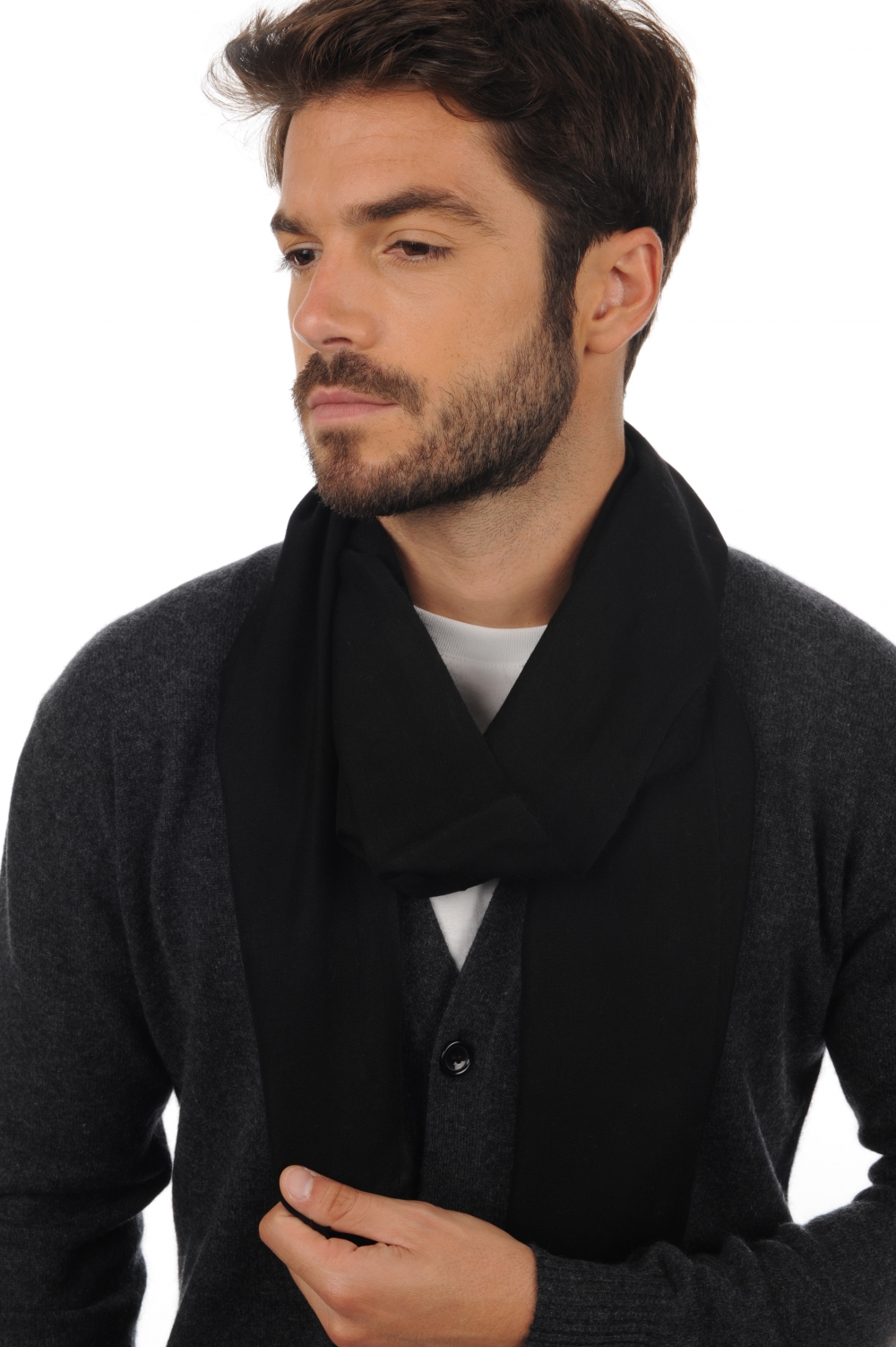 Cashmere & Seide accessoires kaschmir stolas scarva schwarz 170x25cm
